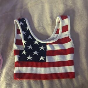 Aeropostale Red, White, and Blue Star Striped Crop Top